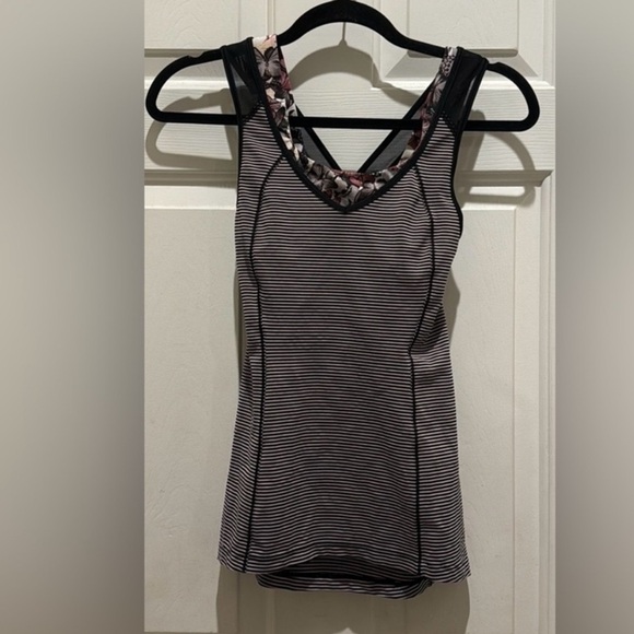 LULULEMON SUPER SPORTS TANK BRA MIMI POP STRIPE BLACK MINK BERRY BUTTERFLY 2 - Picture 8 of 8
